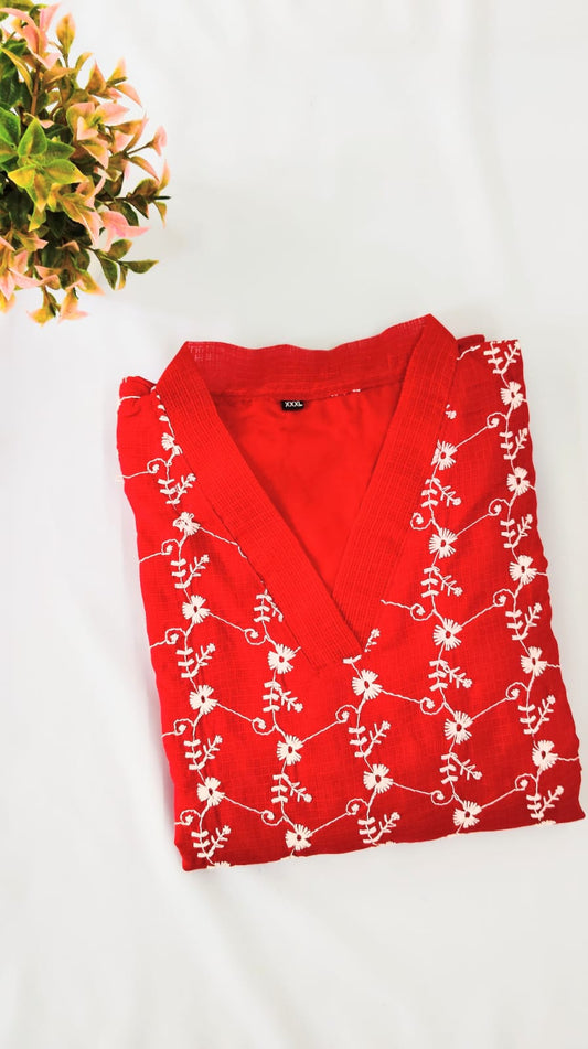 Net Cotta Collar Kurti   AG-NCK142