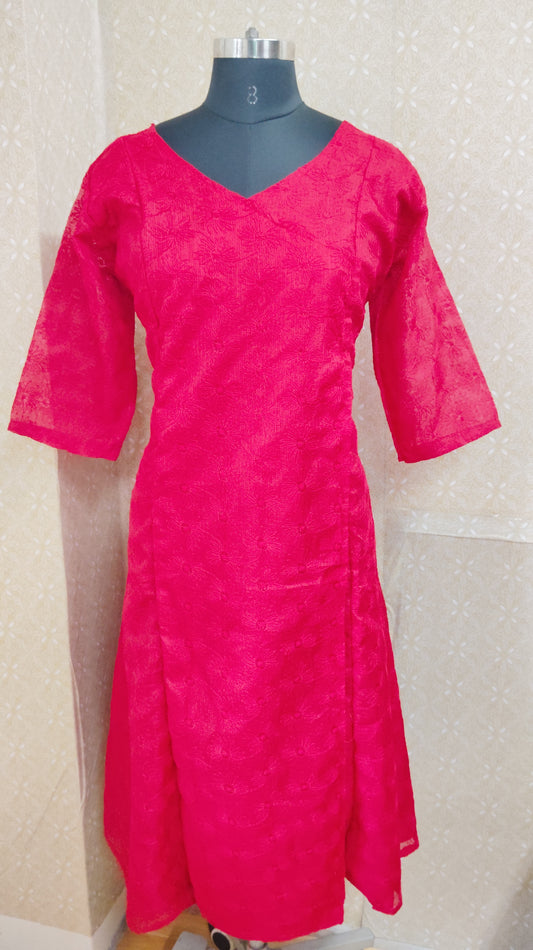 Net cotta Overlap Kurti AGNCK120