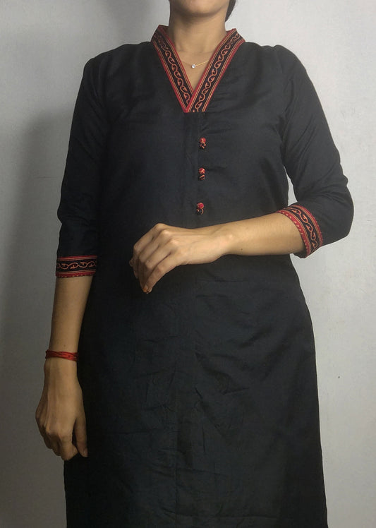 Slub Silk kurti with collar✨AGCSK224✨