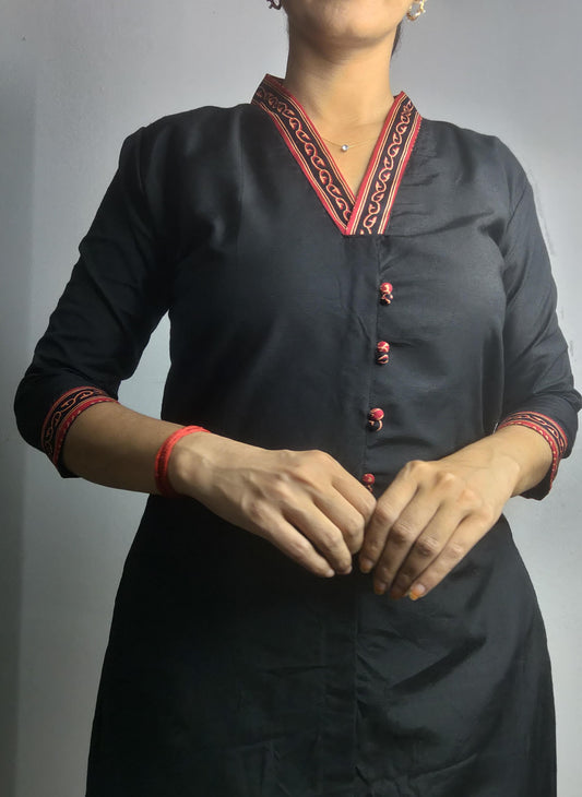 Slub Silk kurti with collar✨AGCSK224✨