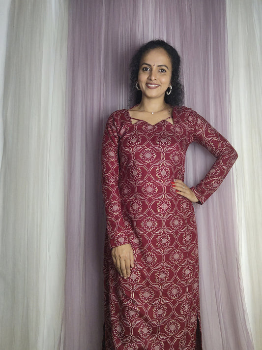 Rayon side slit kurti AG2615