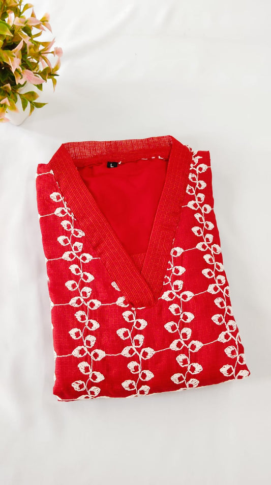 Net Cotta Collar Kurti   AG-NCK141